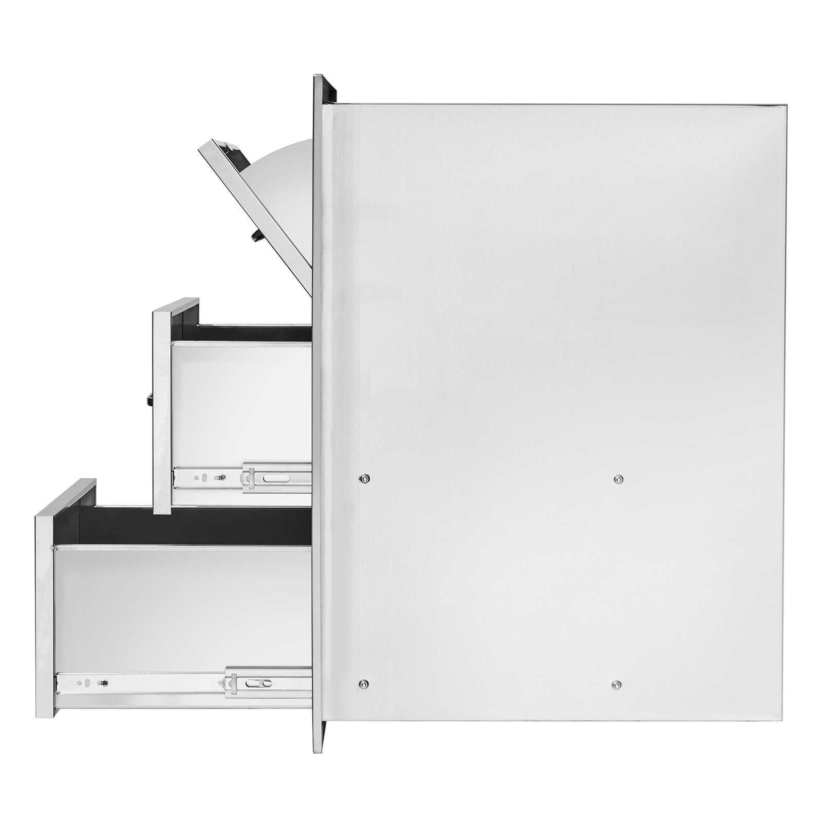 17W X 30H X 21D Inch Outdoor Kitchen Stainless Steel Double Access Drawers With Paper Towel Holder Combo For BBQ Island Or Grill Station_maomaolike.com